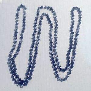 Black & silver bead opera necklace